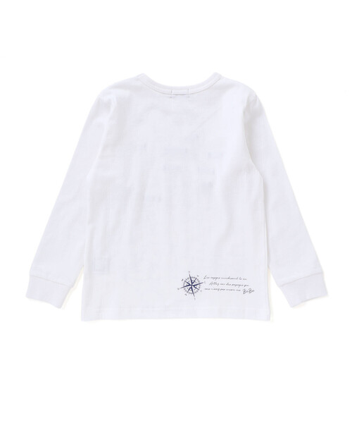 BeBe（ベベ）の「【抗菌・防臭】MAP＆FLAG袖リブ天竺長袖Tシャツ（Tシャツ/カットソー・キッズ・オフホワイト/ネイビー・150cm/130cm/140cm/120cm）」の13枚目の写真