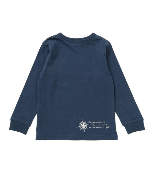 BeBe（ベベ）の「【抗菌・防臭】MAP＆FLAG袖リブ天竺長袖Tシャツ（Tシャツ/カットソー・キッズ・オフホワイト/ネイビー・150cm/130cm/140cm/120cm）」の11枚目の写真