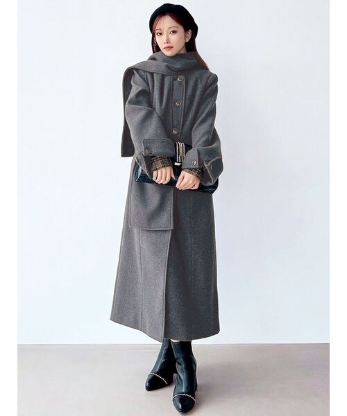 RESEXXY（リゼクシー）の「ウィンタースカーフコート（その他アウター・レディース・チャコールグレー/ブルー/ベージュ・FREE）」の20枚目の写真