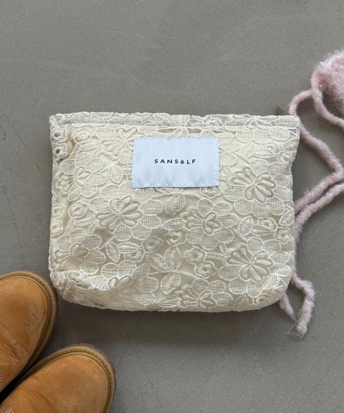 SANSeLF(サンセルフ)の「【SANSeLF】 レースフラワー柄 コットンポーチ ジップ saa25a062(ポーチ・レディース・A/C/B・FREE)」の3枚目の写真