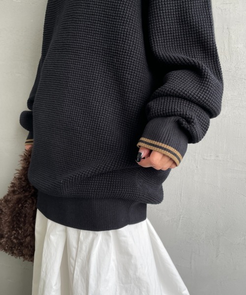 FRED PERRY/フレッドペリー] ワンポイントロゴ刺繍 ワッフルクルー