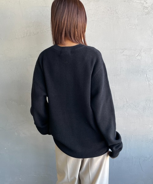 FRED PERRY/フレッドペリー] ワンポイントロゴ刺繍 ワッフルクルー