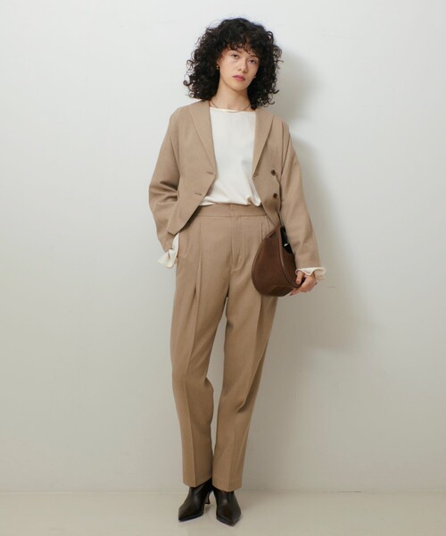 qualite（カリテ）の「【セットアップ対応】ツイードカーデジャケット/秋服/冬服/オフィスカジュアル（テーラードジャケット・レディース・ベージュ/グレー・36/38）」の3枚目の写真