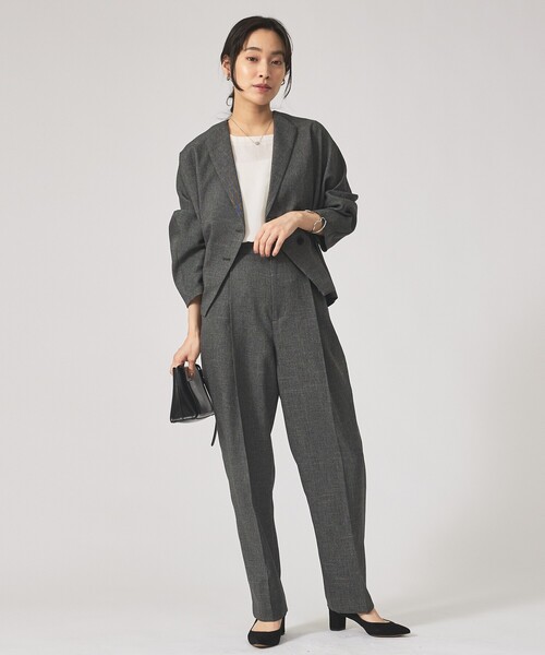 qualite（カリテ）の「【セットアップ対応】ツイードカーデジャケット/秋服/冬服/オフィスカジュアル（テーラードジャケット・レディース・ベージュ/グレー・36/38）」の5枚目の写真