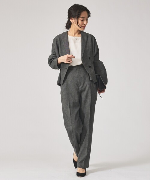 qualite（カリテ）の「【セットアップ対応】ツイードカーデジャケット/秋服/冬服/オフィスカジュアル（テーラードジャケット・レディース・ベージュ/グレー・36/38）」の6枚目の写真