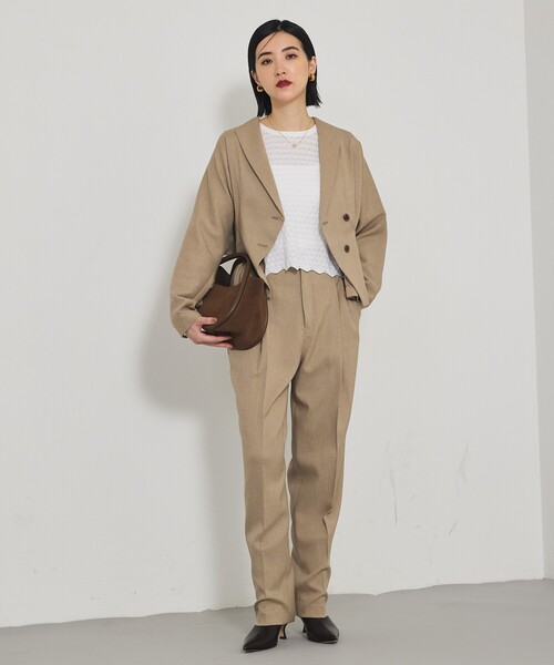 qualite（カリテ）の「【セットアップ対応】ツイードカーデジャケット/秋服/冬服/オフィスカジュアル（テーラードジャケット・レディース・ベージュ/グレー・36/38）」の9枚目の写真