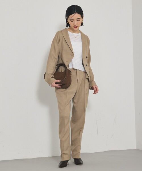 qualite（カリテ）の「【セットアップ対応】ツイードカーデジャケット/秋服/冬服/オフィスカジュアル（テーラードジャケット・レディース・ベージュ/グレー・36/38）」の10枚目の写真