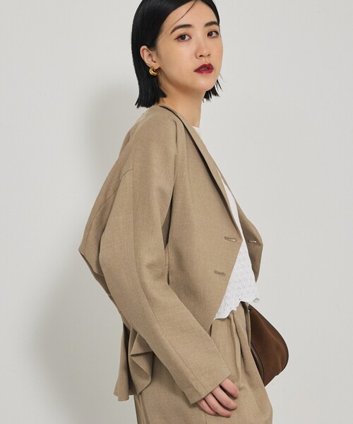 qualite（カリテ）の「【セットアップ対応】ツイードカーデジャケット/秋服/冬服/オフィスカジュアル（テーラードジャケット・レディース・ベージュ/グレー・36/38）」の11枚目の写真