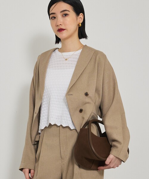 qualite（カリテ）の「【セットアップ対応】ツイードカーデジャケット/秋服/冬服/オフィスカジュアル（テーラードジャケット・レディース・ベージュ/グレー・36/38）」の12枚目の写真