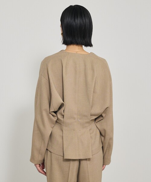 qualite（カリテ）の「【セットアップ対応】ツイードカーデジャケット/秋服/冬服/オフィスカジュアル（テーラードジャケット・レディース・ベージュ/グレー・36/38）」の14枚目の写真