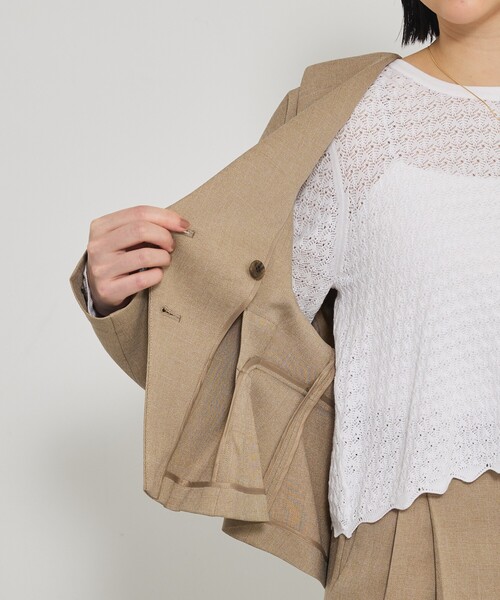 qualite（カリテ）の「【セットアップ対応】ツイードカーデジャケット/秋服/冬服/オフィスカジュアル（テーラードジャケット・レディース・ベージュ/グレー・36/38）」の21枚目の写真