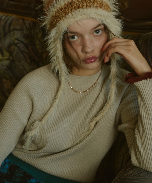 Unitage（ユニテージ）の「配色クルーネックリブニット（ニット/セーター・レディース・その他/ライトブルー/ブラック/アイボリー/ネイビー/ブラウン/ナチュラル/グレー・FREE）」の2枚目の写真