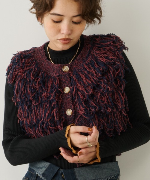 Unitage（ユニテージ）の「配色クルーネックリブニット（ニット/セーター・レディース・その他/ライトブルー/ブラック/アイボリー/ネイビー/ブラウン/ナチュラル/グレー・FREE）」の3枚目の写真