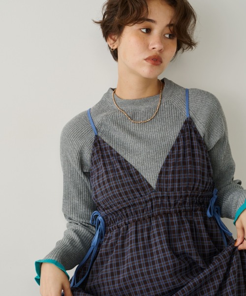 Unitage（ユニテージ）の「配色クルーネックリブニット（ニット/セーター・レディース・その他/ライトブルー/ブラック/アイボリー/ネイビー/ブラウン/ナチュラル/グレー・FREE）」の17枚目の写真