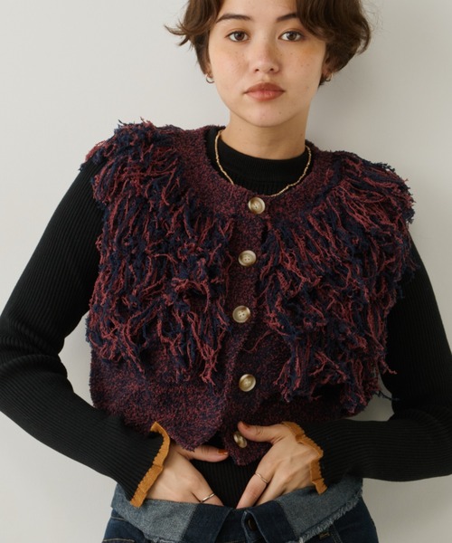 Unitage（ユニテージ）の「配色クルーネックリブニット（ニット/セーター・レディース・その他/ライトブルー/ブラック/アイボリー/ネイビー/ブラウン/ナチュラル/グレー・FREE）」の9枚目の写真