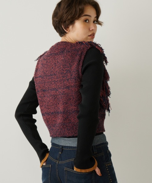 Unitage（ユニテージ）の「配色クルーネックリブニット（ニット/セーター・レディース・その他/ライトブルー/ブラック/アイボリー/ネイビー/ブラウン/ナチュラル/グレー・FREE）」の13枚目の写真