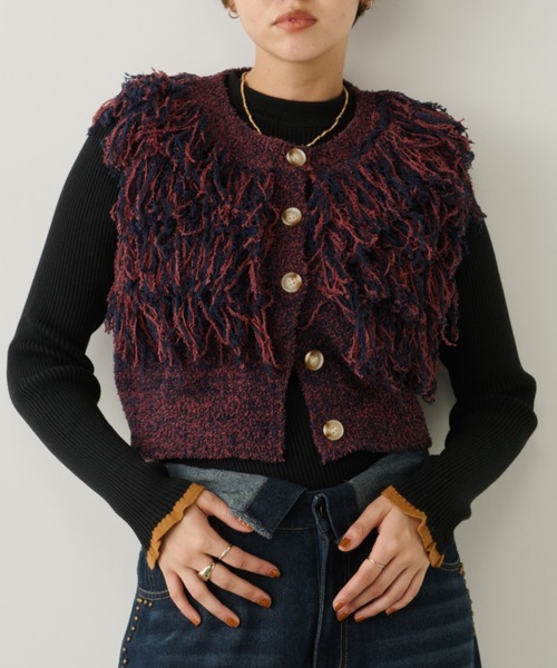 Unitage（ユニテージ）の「配色クルーネックリブニット（ニット/セーター・レディース・その他/ライトブルー/ブラック/アイボリー/ネイビー/ブラウン/ナチュラル/グレー・FREE）」の11枚目の写真