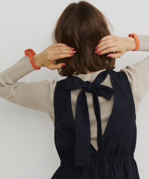 Unitage（ユニテージ）の「配色クルーネックリブニット（ニット/セーター・レディース・その他/ライトブルー/ブラック/アイボリー/ネイビー/ブラウン/ナチュラル/グレー・FREE）」の22枚目の写真