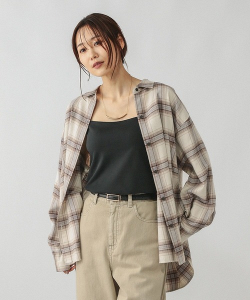 GLOBAL WORK（グローバルワーク）の「ネルチェックシャツ/長袖/580833（シャツ/ブラウス・レディース・ブルー/ブラウン系6/ホワイト/ブラウン系8・FREE）」の2枚目の写真