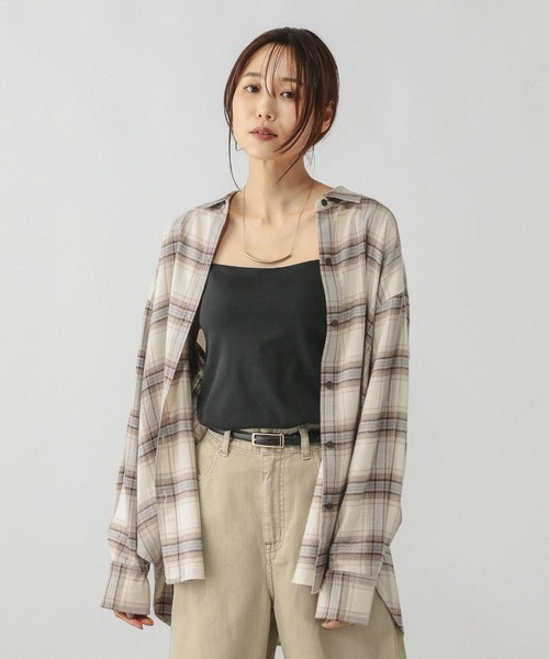 GLOBAL WORK（グローバルワーク）の「ネルチェックシャツ/長袖/580833（シャツ/ブラウス・レディース・ブルー/ブラウン系6/ホワイト/ブラウン系8・FREE）」の7枚目の写真