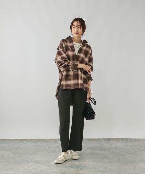 GLOBAL WORK（グローバルワーク）の「ネルチェックシャツ/長袖/580833（シャツ/ブラウス・レディース・ブルー/ブラウン系6/ホワイト/ブラウン系8・FREE）」の9枚目の写真