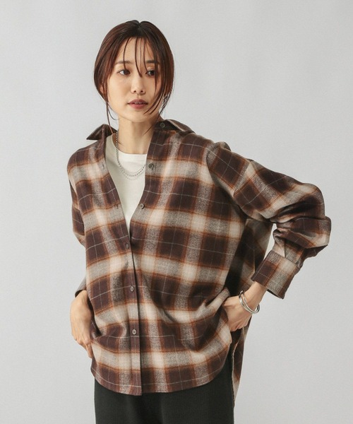 GLOBAL WORK（グローバルワーク）の「ネルチェックシャツ/長袖/580833（シャツ/ブラウス・レディース・ブルー/ブラウン系6/ホワイト/ブラウン系8・FREE）」の11枚目の写真
