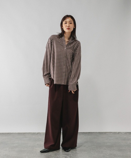 GLOBAL WORK（グローバルワーク）の「ネルチェックシャツ/長袖/580833（シャツ/ブラウス・レディース・ブルー/ブラウン系6/ホワイト/ブラウン系8・FREE）」の14枚目の写真