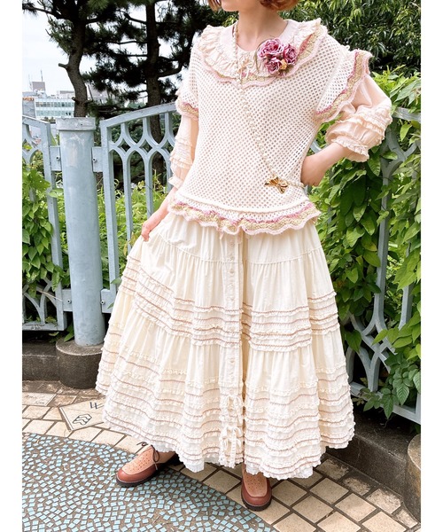 PINK HOUSE フローラルフリル使い透かしニット PINK HOUSE｜フローラルフリル使い透かしニット | Rakuten Fashion