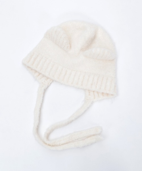 axes femme POETIQUE(アクシーズファムポエティック)の「紐付きくまミミニットキャップ(ニットキャップ/ビーニー・レディース・ホワイト/ブラウン/ブラック・FREE)」の6枚目の写真