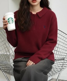 【U.S. POLO ASSN./ユーエスポロアッスン】ロゴ刺繍 ニット ポロ セーター