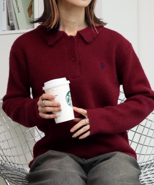 U.S. POLO ASSN.(ユーエスポロアッスン)の「【U.S. POLO ASSN./ユーエスポロアッスン】ロゴ刺繍 ニット ポロ セーター(ニット/セーター・レディース・レッド/ネイビー/アイボリー・LL/L/M)」の7枚目の写真