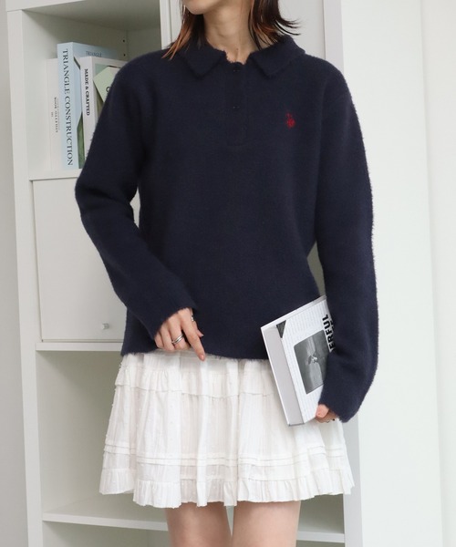 U.S. POLO ASSN.(ユーエスポロアッスン)の「【U.S. POLO ASSN./ユーエスポロアッスン】ロゴ刺繍 ニット ポロ セーター(ニット/セーター・レディース・レッド/ネイビー/アイボリー・LL/L/M)」の10枚目の写真