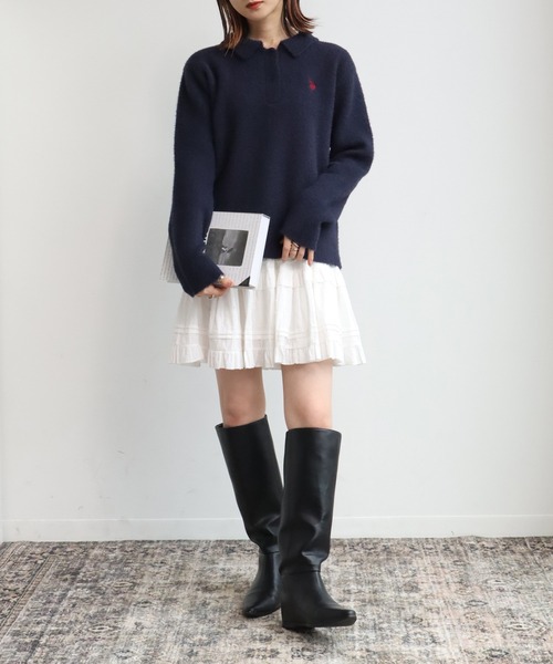 U.S. POLO ASSN.(ユーエスポロアッスン)の「【U.S. POLO ASSN./ユーエスポロアッスン】ロゴ刺繍 ニット ポロ セーター(ニット/セーター・レディース・レッド/ネイビー/アイボリー・LL/L/M)」の9枚目の写真