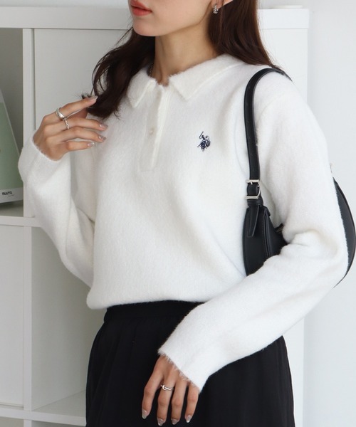 U.S. POLO ASSN.(ユーエスポロアッスン)の「【U.S. POLO ASSN./ユーエスポロアッスン】ロゴ刺繍 ニット ポロ セーター(ニット/セーター・レディース・レッド/ネイビー/アイボリー・LL/L/M)」の22枚目の写真