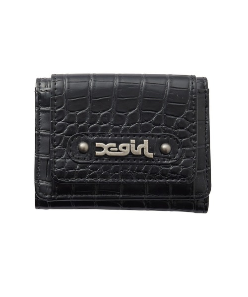 X-girl（エックスガール）の「MILLS LOGO FAUX CROCO MINI WALLET（財布・レディース・ブラック/ベージュ/ライトパープル・ONE SIZE）」の2枚目の写真