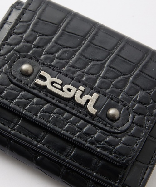 X-girl（エックスガール）の「MILLS LOGO FAUX CROCO MINI WALLET（財布・レディース・ブラック/ベージュ/ライトパープル・ONE SIZE）」の5枚目の写真