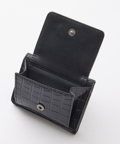 X-girl（エックスガール）の「MILLS LOGO FAUX CROCO MINI WALLET（財布・レディース・ブラック/ベージュ/ライトパープル・ONE SIZE）」の6枚目の写真