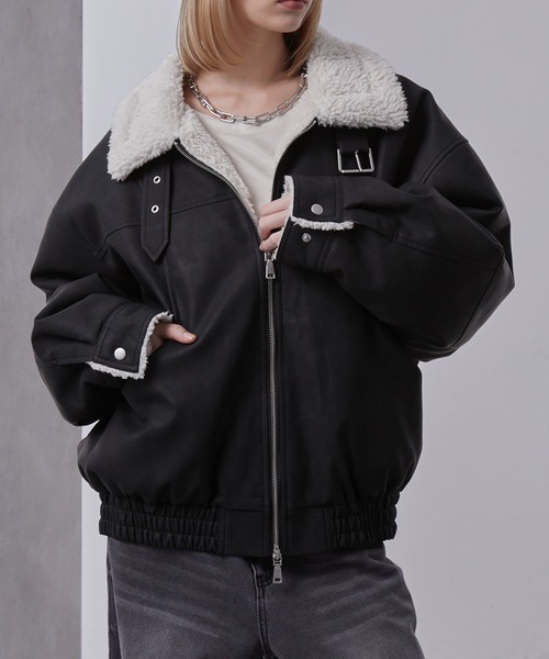 Loose/ルース（ルース）の「ヴィンテージ 合皮ショートボアブルゾン（ブルゾン・メンズ・ダークグレー/ブラック/グレー・S/M/L）」の12枚目の写真