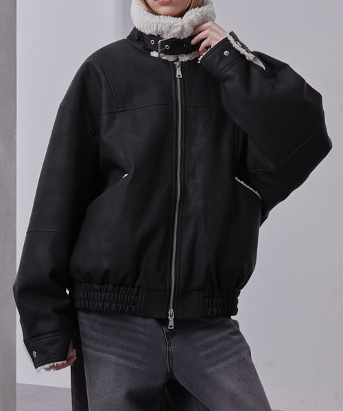 Loose/ルース（ルース）の「ヴィンテージ 合皮ショートボアブルゾン（ブルゾン・メンズ・ダークグレー/ブラック/グレー・S/M/L）」の11枚目の写真