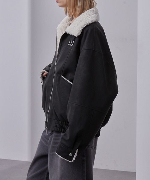 Loose/ルース（ルース）の「ヴィンテージ 合皮ショートボアブルゾン（ブルゾン・メンズ・ダークグレー/ブラック/グレー・S/M/L）」の8枚目の写真