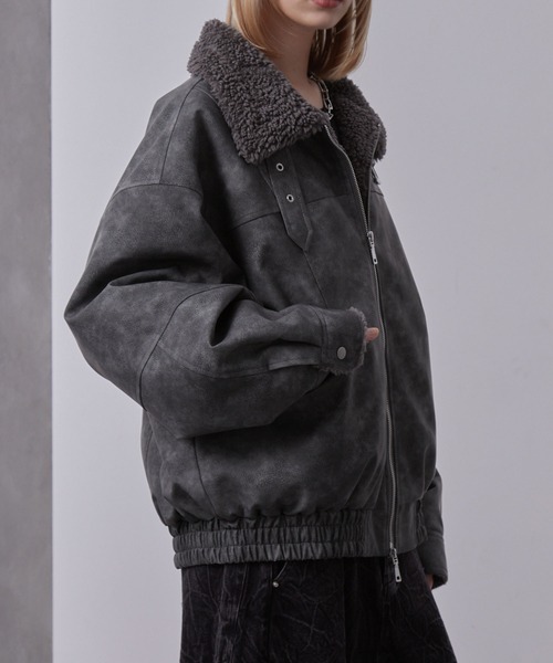 Loose/ルース（ルース）の「ヴィンテージ 合皮ショートボアブルゾン（ブルゾン・メンズ・ダークグレー/ブラック/グレー・S/M/L）」の22枚目の写真