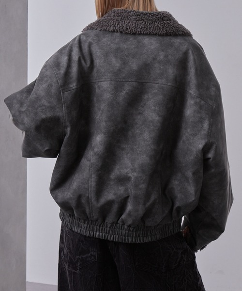 Loose/ルース（ルース）の「ヴィンテージ 合皮ショートボアブルゾン（ブルゾン・メンズ・ダークグレー/ブラック/グレー・S/M/L）」の21枚目の写真