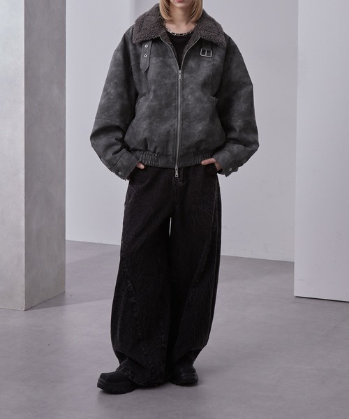 Loose/ルース（ルース）の「ヴィンテージ 合皮ショートボアブルゾン（ブルゾン・メンズ・ダークグレー/ブラック/グレー・S/M/L）」の20枚目の写真