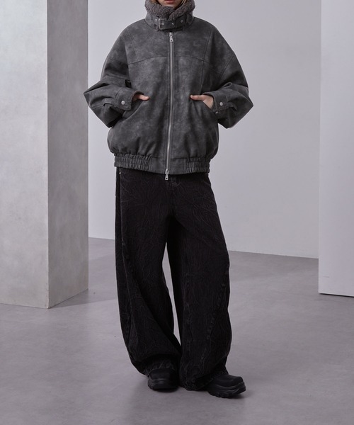 Loose/ルース（ルース）の「ヴィンテージ 合皮ショートボアブルゾン（ブルゾン・メンズ・ダークグレー/ブラック/グレー・S/M/L）」の19枚目の写真