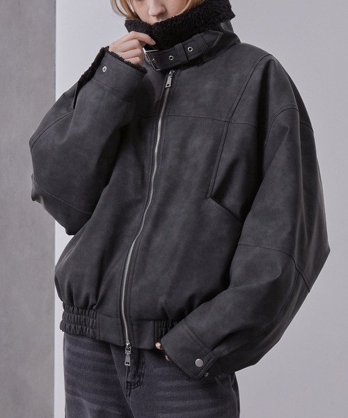 Loose/ルース（ルース）の「ヴィンテージ 合皮ショートボアブルゾン（ブルゾン・メンズ・ダークグレー/ブラック/グレー・S/M/L）」の13枚目の写真