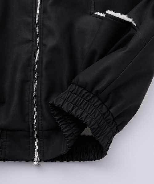 Loose/ルース（ルース）の「ヴィンテージ 合皮ショートボアブルゾン（ブルゾン・メンズ・ダークグレー/ブラック/グレー・S/M/L）」の5枚目の写真