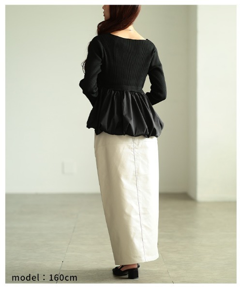 Sawa a la mode（サワアラモード）の「異素材ペプラムリブニットトップス（ニット/セーター・レディース・ブラウン/ブラック/グレー・FREE）」の15枚目の写真