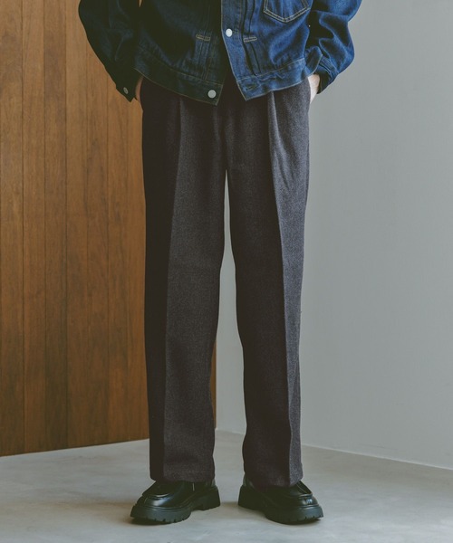 RAGEBLUE（レイジブルー）の「ツイル/ワンタックワイドテーパードスラックス（スラックス・メンズ・ブラック/ブラウン/チェック/ダークグレー・SMALL/MEDIUM/LARGE）」の3枚目の写真