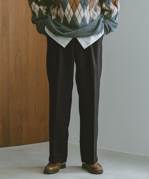 RAGEBLUE（レイジブルー）の「ツイル/ワンタックワイドテーパードスラックス（スラックス・メンズ・ブラック/ブラウン/チェック/ダークグレー・SMALL/MEDIUM/LARGE）」の2枚目の写真