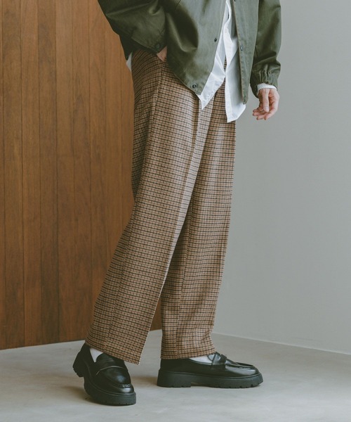 RAGEBLUE（レイジブルー）の「ツイル/ワンタックワイドテーパードスラックス（スラックス・メンズ・ブラック/ブラウン/チェック/ダークグレー・SMALL/MEDIUM/LARGE）」の5枚目の写真